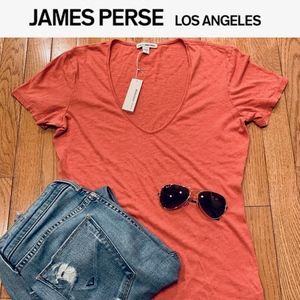 JAMES PERSE NWT Coral SS V-Neck Tee - Small (3)
